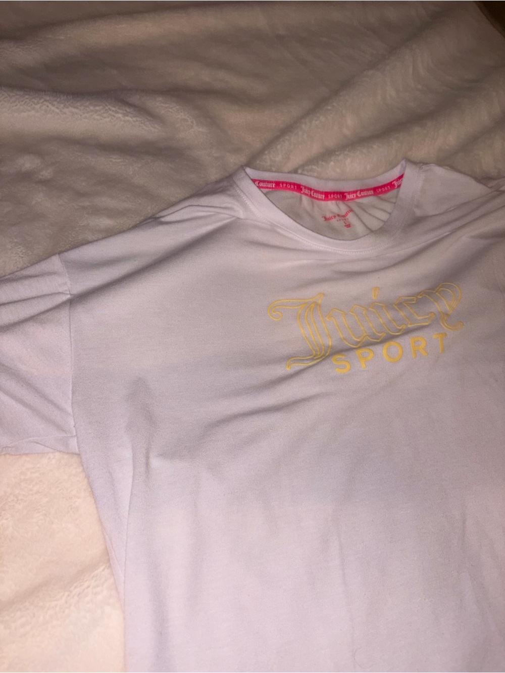 Juicy Couture White Tee with Yellow Juicy Sport Logo